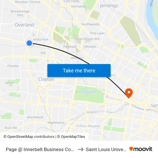 Page @ Innerbelt Business Court Wb to Saint Louis University map