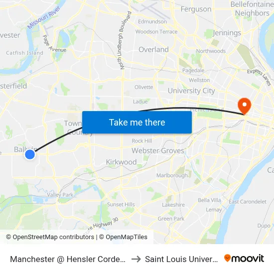 Manchester @ Hensler Cordes Eb to Saint Louis University map