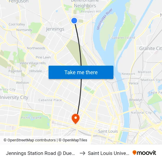 Jennings Station Road @ Duenke Eb to Saint Louis University map