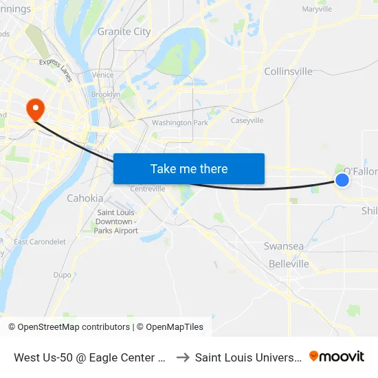 West Us-50 @ Eagle Center Wb to Saint Louis University map