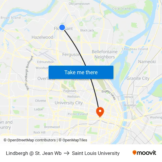 Lindbergh @ St. Jean Wb to Saint Louis University map