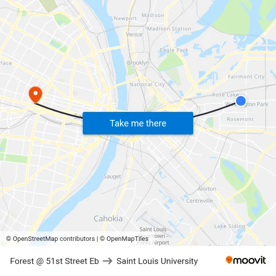 Forest @ 51st Street Eb to Saint Louis University map