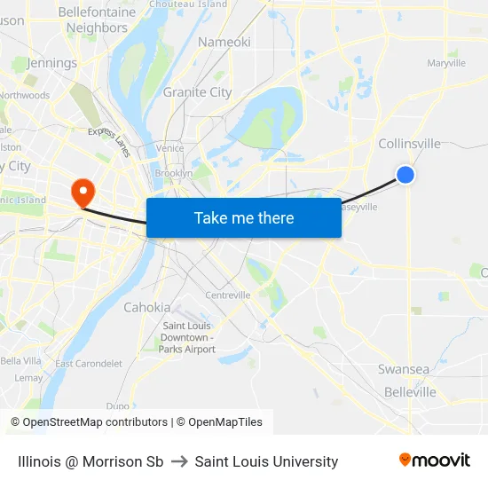 Illinois @ Morrison Sb to Saint Louis University map