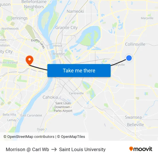 Morrison @ Carl Wb to Saint Louis University map