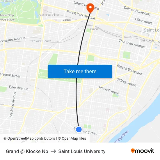 Grand @ Klocke Nb to Saint Louis University map