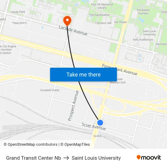 Grand Transit Center Nb to Saint Louis University map