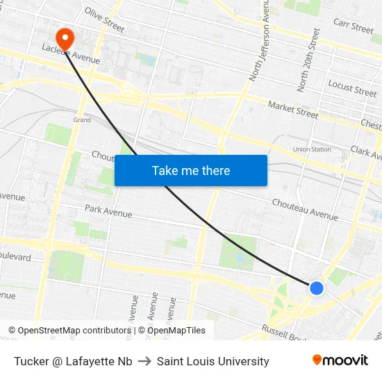 Tucker @ Lafayette Nb to Saint Louis University map