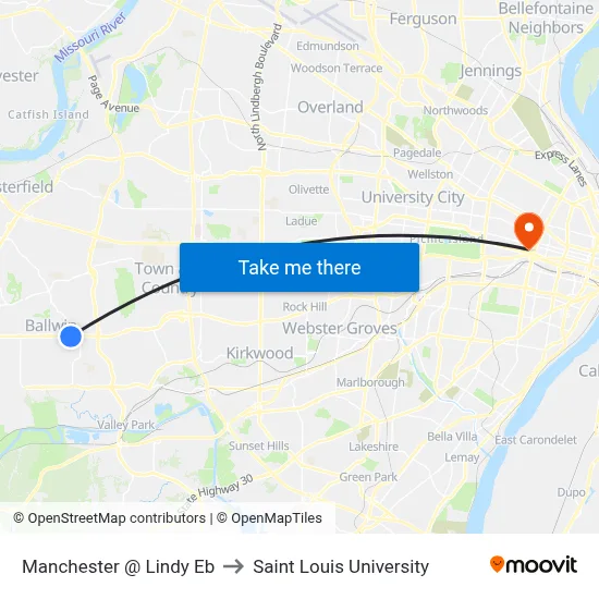 Manchester @ Lindy Eb to Saint Louis University map