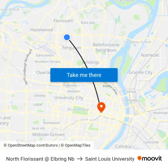 North Florissant @ Elbring Nb to Saint Louis University map