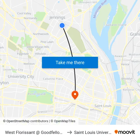 West Florissant @ Goodfellow Nb to Saint Louis University map