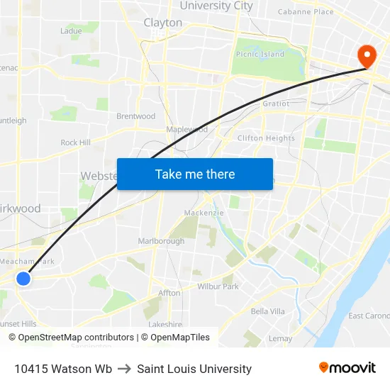 10415 Watson Wb to Saint Louis University map