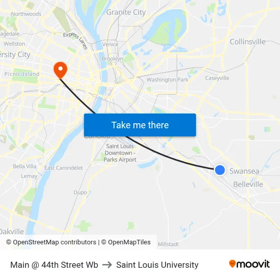 Main @ 44th Street Wb to Saint Louis University map