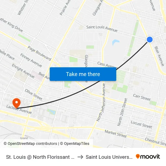 St. Louis @ North Florissant Eb to Saint Louis University map
