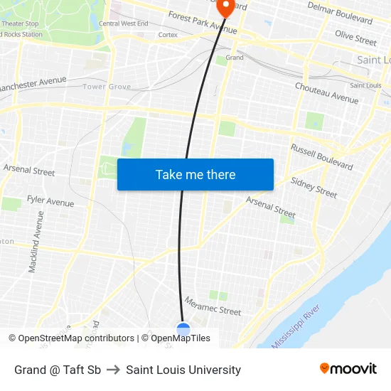 Grand @ Taft Sb to Saint Louis University map
