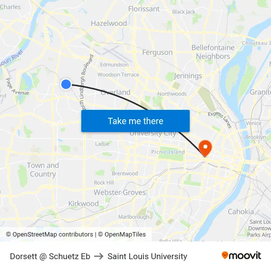 Dorsett @ Schuetz Eb to Saint Louis University map