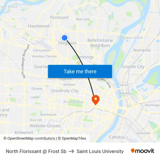 North Florissant @ Frost Sb to Saint Louis University map