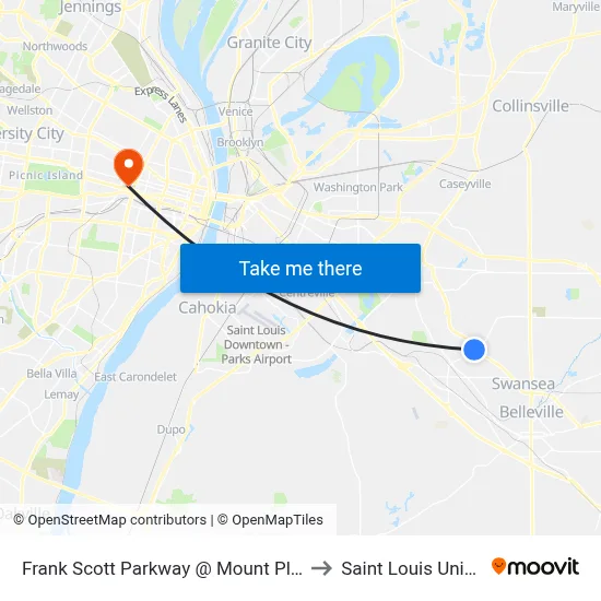 Frank Scott Parkway @ Mount Pleasant Sb to Saint Louis University map