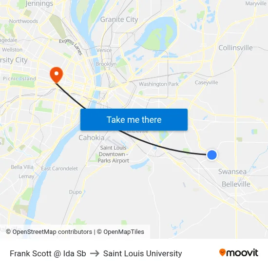 Frank Scott @ Ida Sb to Saint Louis University map