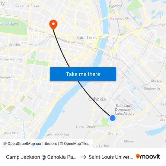 Camp Jackson @ Cahokia Park Sb to Saint Louis University map