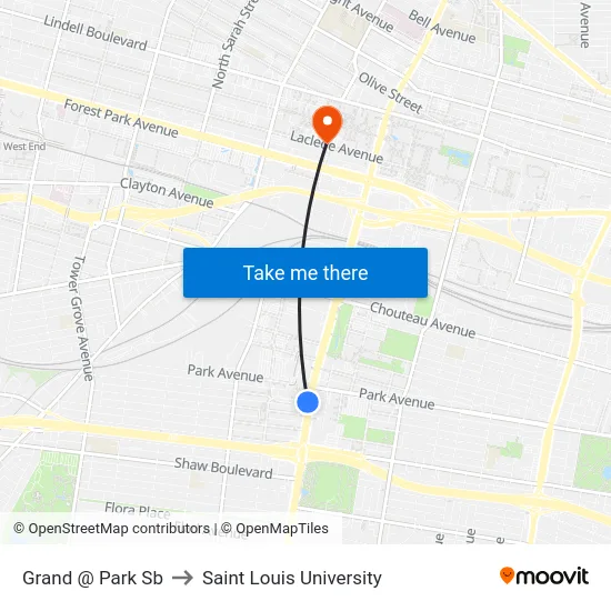 Grand @ Park Sb to Saint Louis University map
