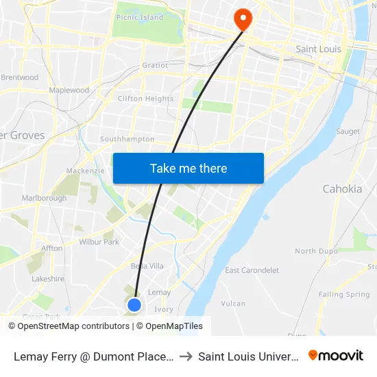 Lemay Ferry @ Dumont Place Nb to Saint Louis University map