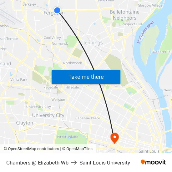 Chambers @ Elizabeth Wb to Saint Louis University map