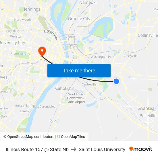 Illinois Route 157 @ State Nb to Saint Louis University map