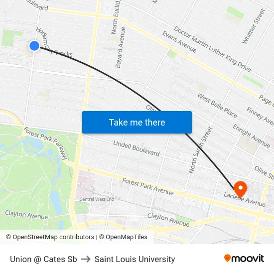 Union @ Cates Sb to Saint Louis University map