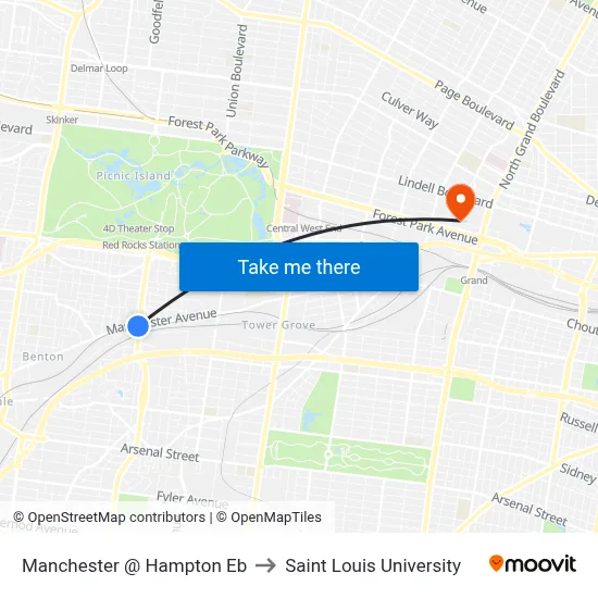 Manchester @ Hampton Eb to Saint Louis University map