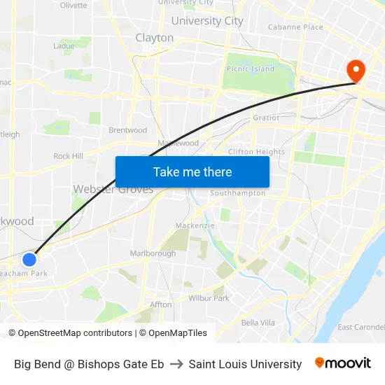 Big Bend @ Bishops Gate Eb to Saint Louis University map