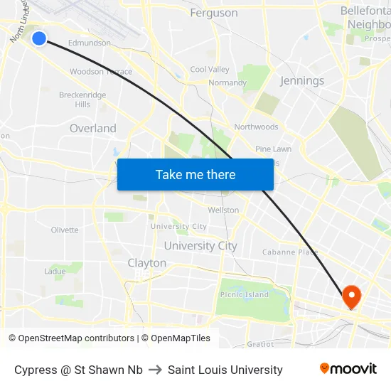Cypress @ St Shawn Nb to Saint Louis University map