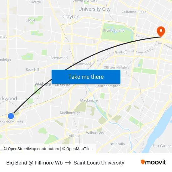 Big Bend @ Fillmore Wb to Saint Louis University map