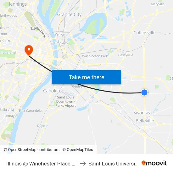 Illinois @ Winchester Place Sb to Saint Louis University map