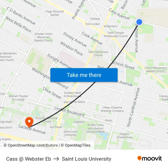 Cass @ Webster Eb to Saint Louis University map