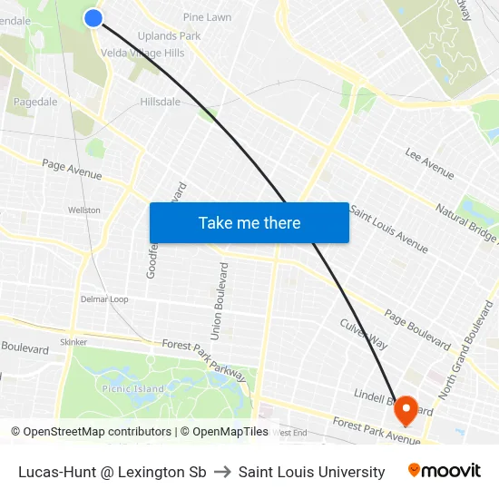 Lucas-Hunt @ Lexington Sb to Saint Louis University map