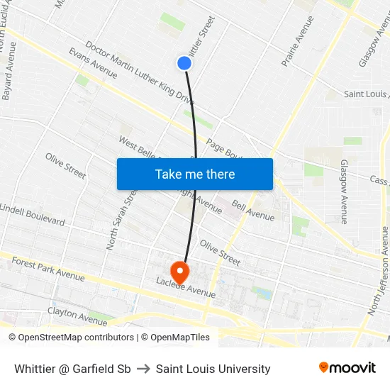 Whittier @ Garfield Sb to Saint Louis University map