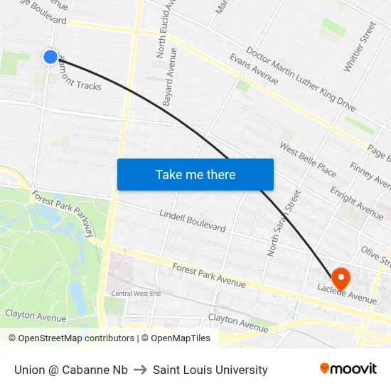 Union @ Cabanne Nb to Saint Louis University map