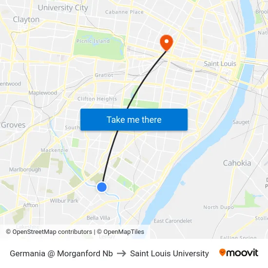 Germania @ Morganford Nb to Saint Louis University map