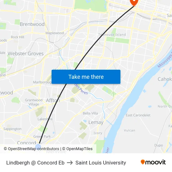 Lindbergh @ Concord Eb to Saint Louis University map