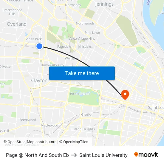 Page @ North And South Eb to Saint Louis University map