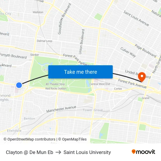 Clayton @ De Mun Eb to Saint Louis University map