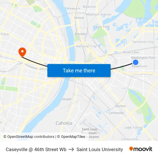 Caseyville @ 46th Street Wb to Saint Louis University map