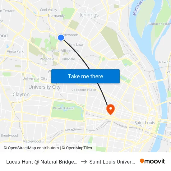 Lucas-Hunt @ Natural Bridge Nb to Saint Louis University map