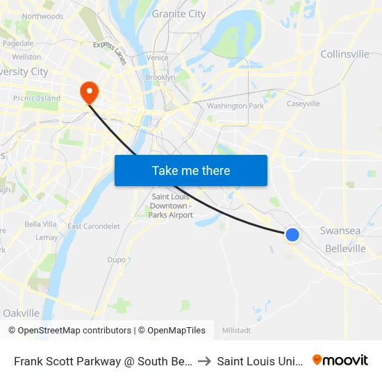 Frank Scott Parkway @ South Belt West Sb to Saint Louis University map