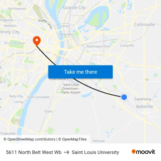 5611 North Belt West Wb to Saint Louis University map