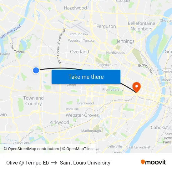 Olive @ Tempo Eb to Saint Louis University map