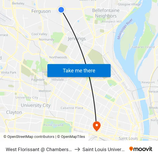 West Florissant @ Chambers Sb to Saint Louis University map