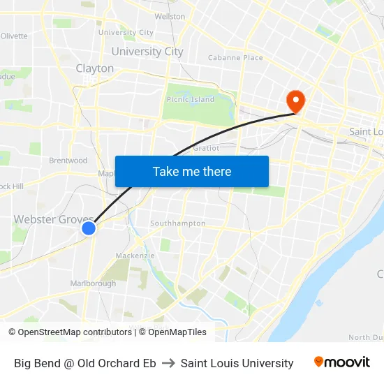 Big Bend @ Old Orchard Eb to Saint Louis University map