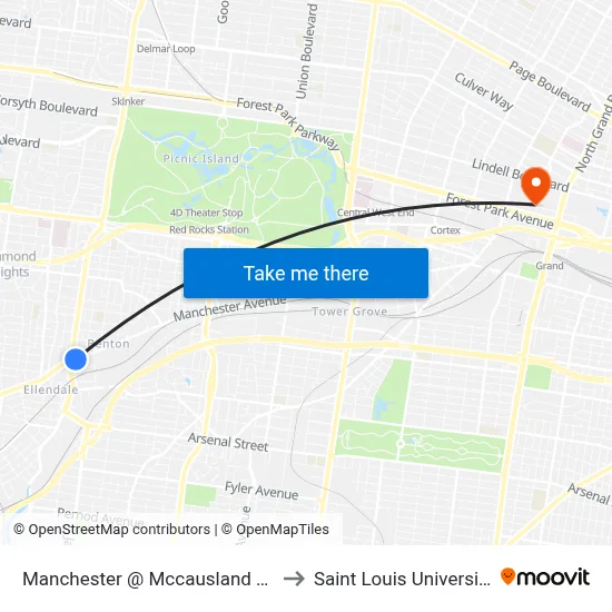 Manchester @ Mccausland Eb to Saint Louis University map
