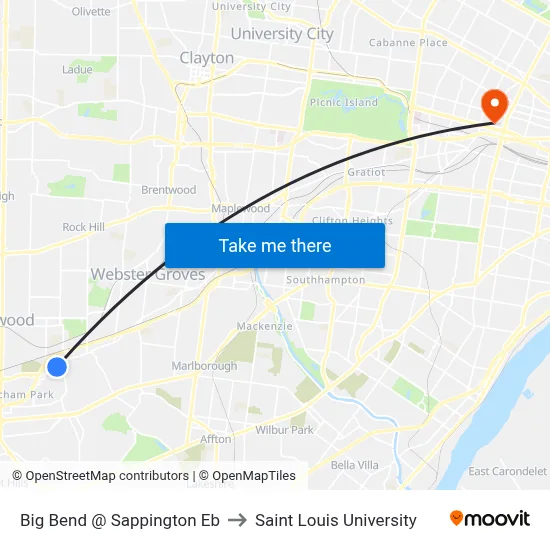 Big Bend @ Sappington Eb to Saint Louis University map